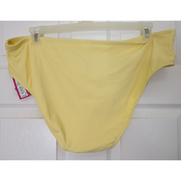 Juniors Plus Size Ribbed Cheeky Hipster Bikini Bottom Lightt Yellow 2X - Picture 3 of 8